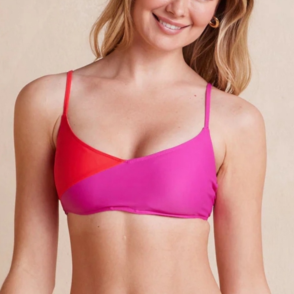 NWT SummerSalt The Marina Bikini Top In Hibiscus & Grapefruit